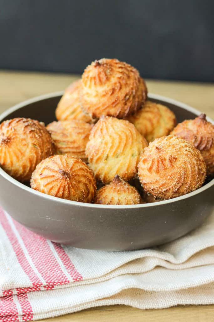 Bowl of cornmeal cream puffs