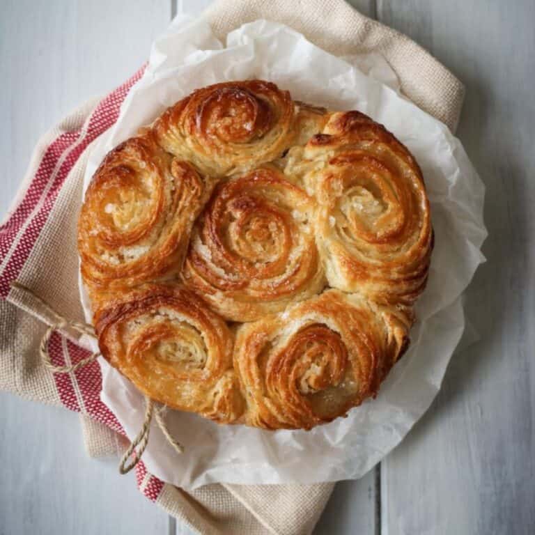Freshly baked kouign amann ready to be served.