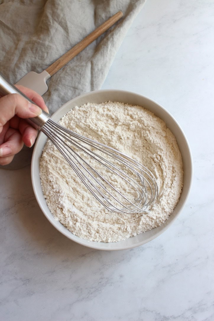 Mixing the ingredients for the lemon blueberry cupcake