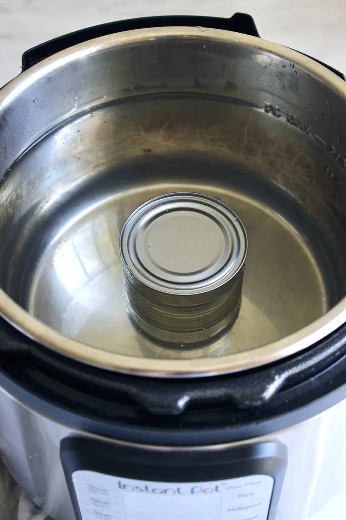 Sweetened condensed milk can inside an instant pot