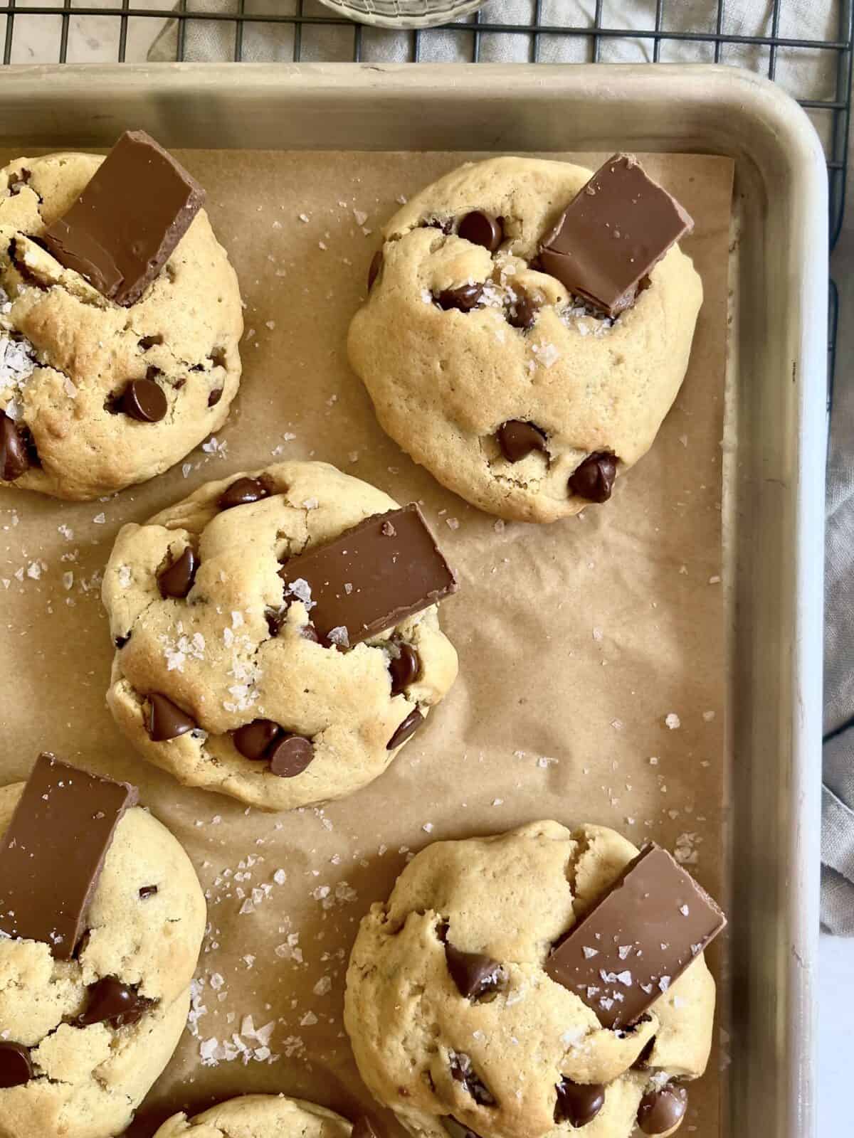 Freshly baked brown butter chocolate chip cookies