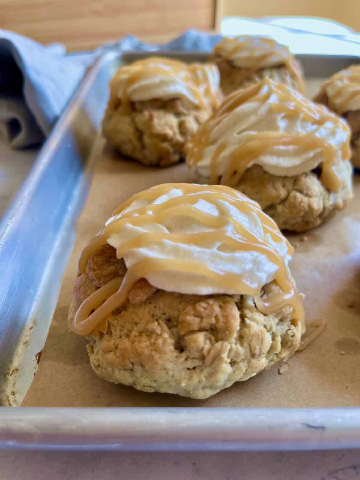 Close shot of the caramel apple cookie