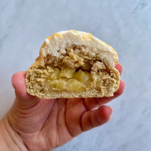 Caramel Apple cookie cut in half