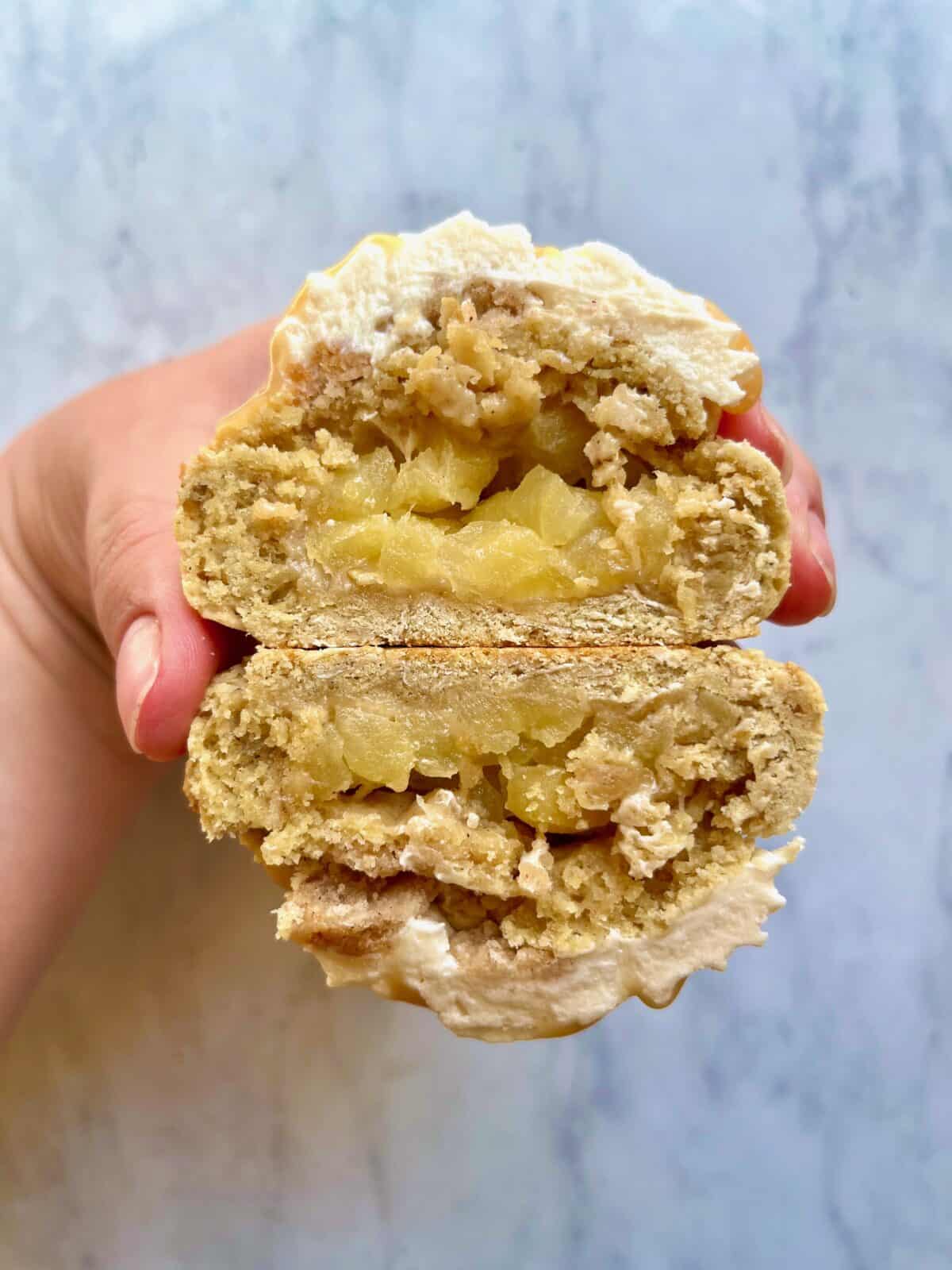 Caramel Apple Cookies with caramel buttercream and apple compote filling